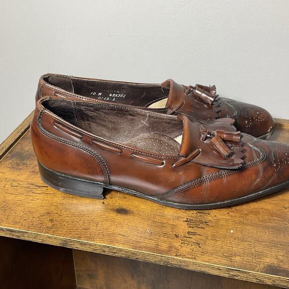 Vintage Dexter Tassel Loafers 10M USA Made Brown Leather Kiltie Wingtip Shoes - Picture 1 of 13